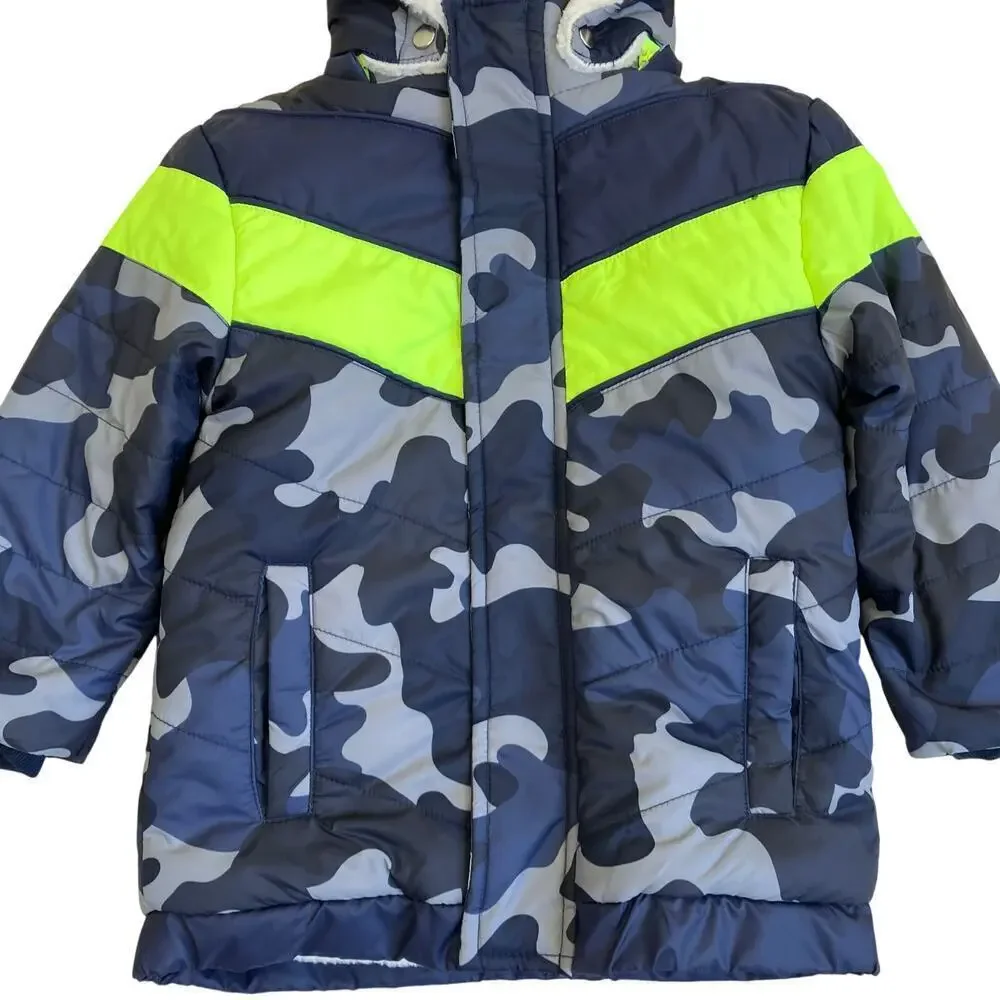 Egg New York NWT Sz 2T Toddlers Winter Puffer Jacket Sherpa Lined Hooded Camo